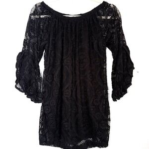 Velvet Witchy Whimsygoth Vampy Dark Fairy Full Lace Bell Sleeve Off Shoulder Top